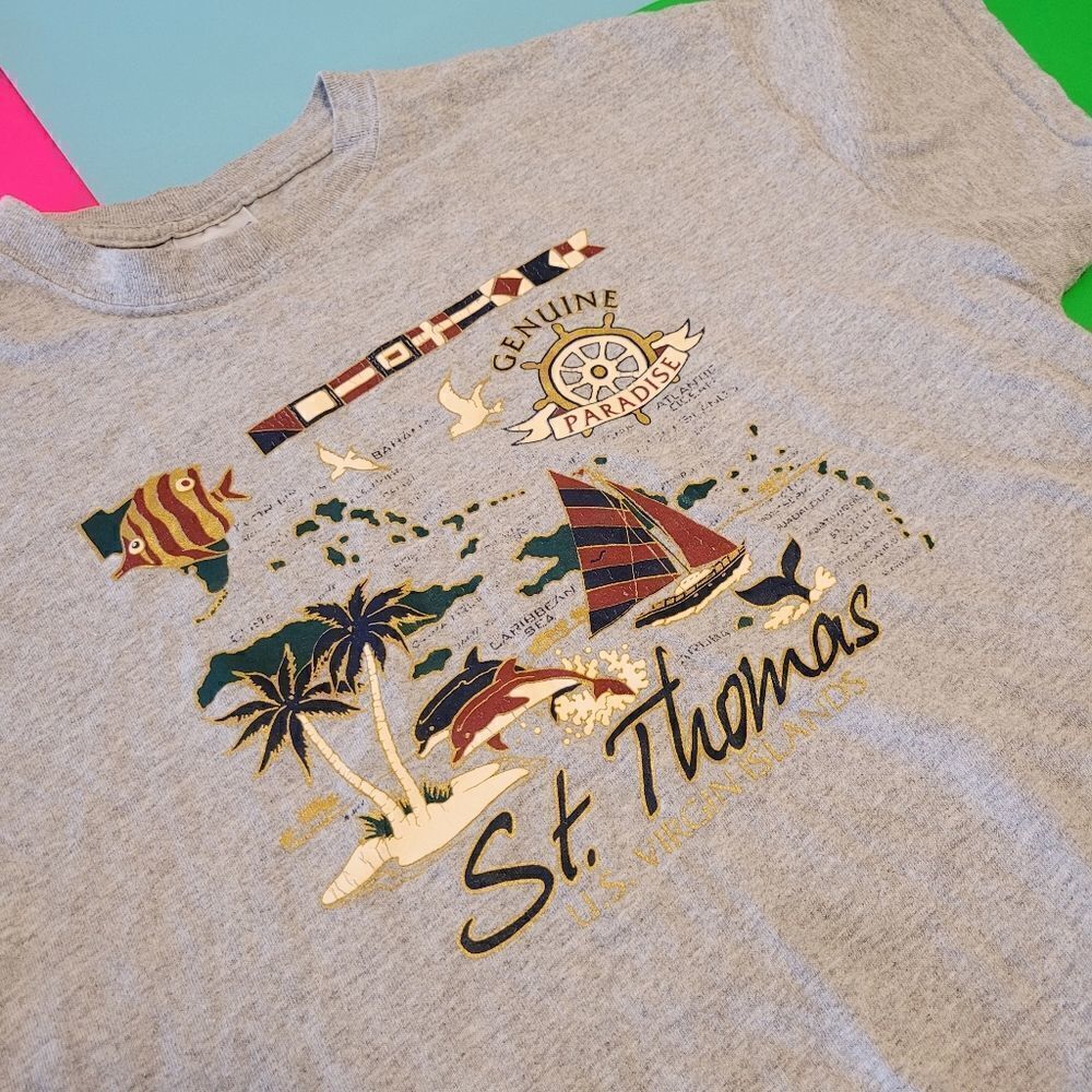 Vintage Gildan St. Thomas U.S virgin islands top tee tshirt